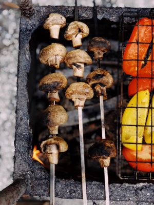 Grilled Cremini Mushroom Skewers